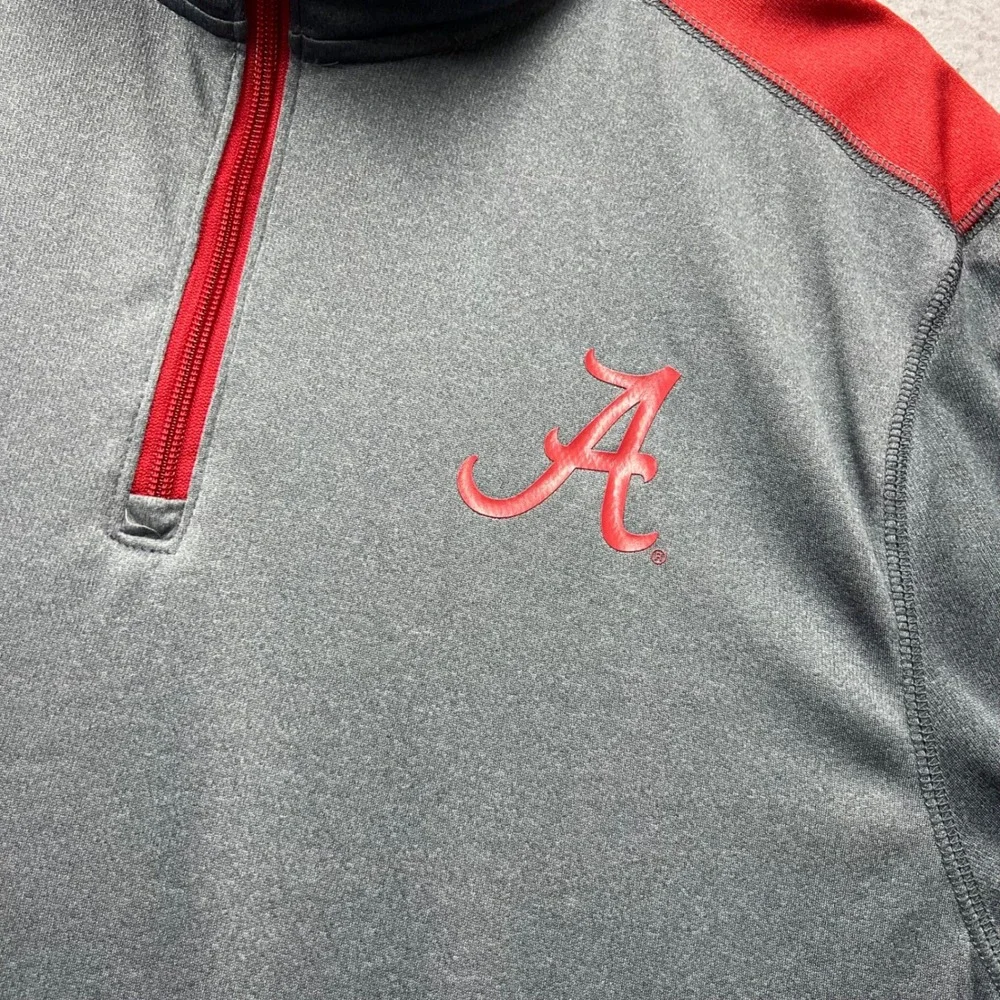 Champion Alabama Crimson Tide Quarter Zip Pullover Mens 2XL Gray Red Spellout